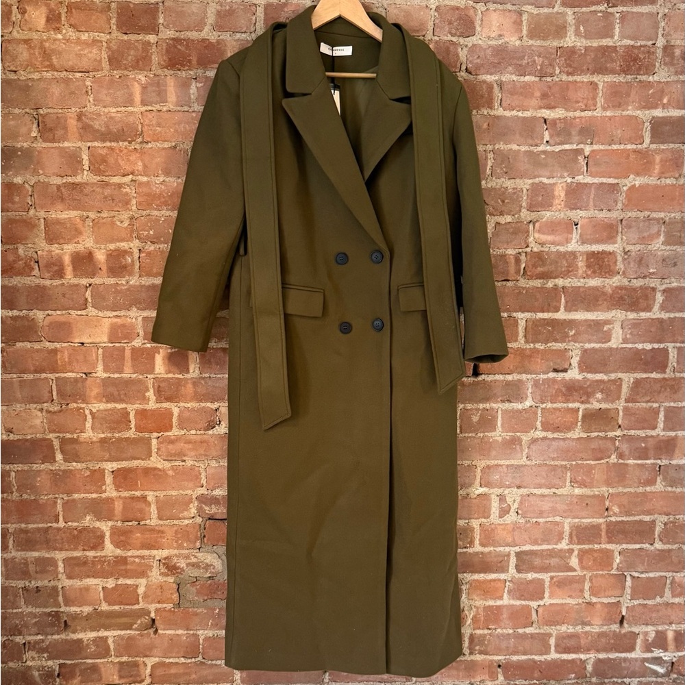 Commense Olive Green Double-Breasted winter Coat